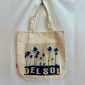 DEL SOL Color Changing Tropical Palm Tree Canvas Beach Tote Bag NWOT